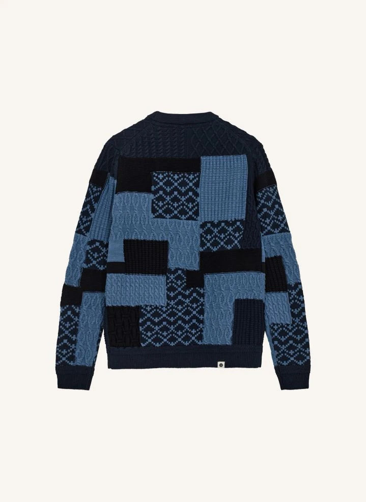 Anerkjendt - Aksvend Patchwork Recycelte Fleece-Jacke | Dunkelblau