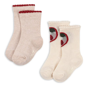 Konges Sløjd - 2 Paar Kirschsocken-Set | Ecru
