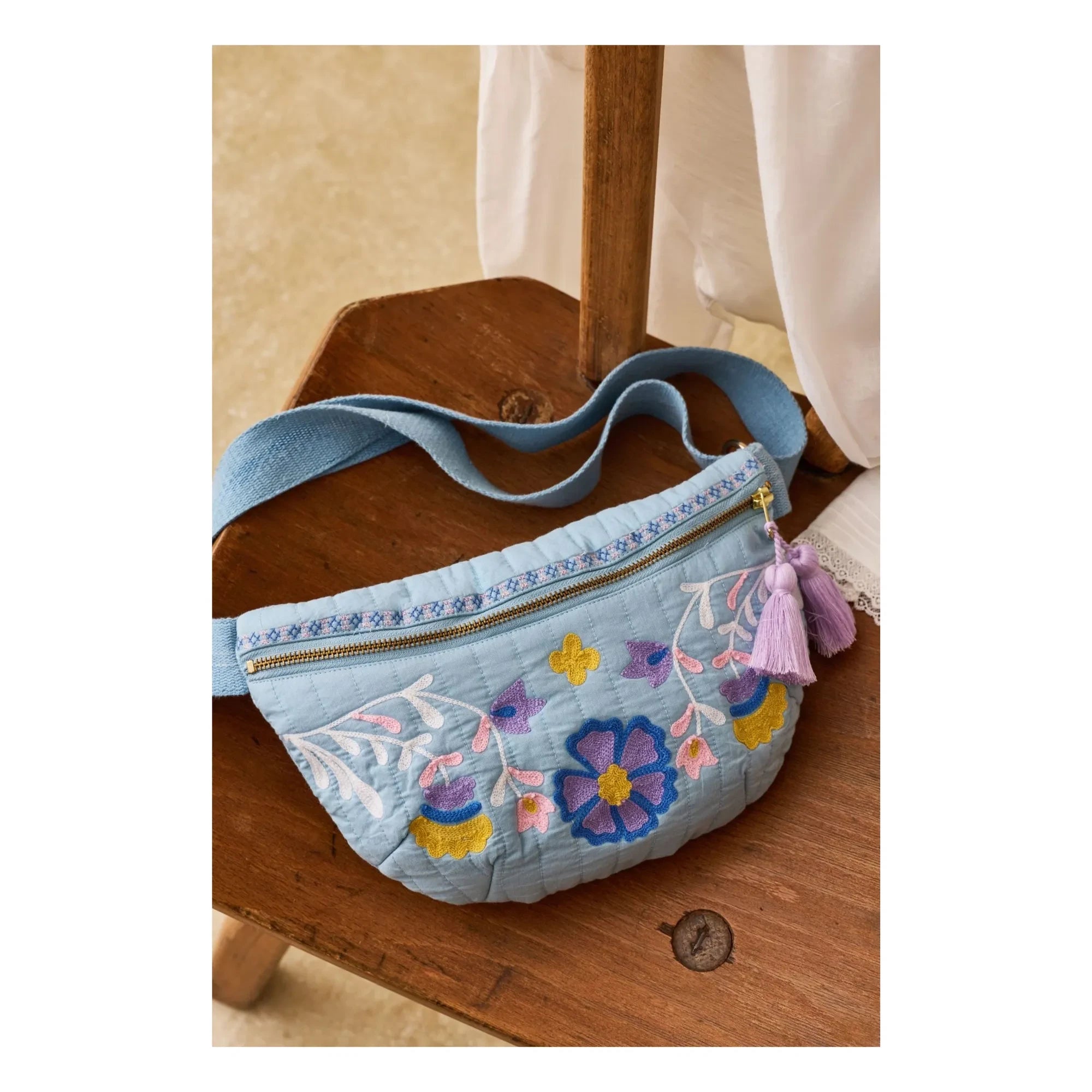 Louise Misha - Gürteltasche Gaby Baumwolle | Hellblau