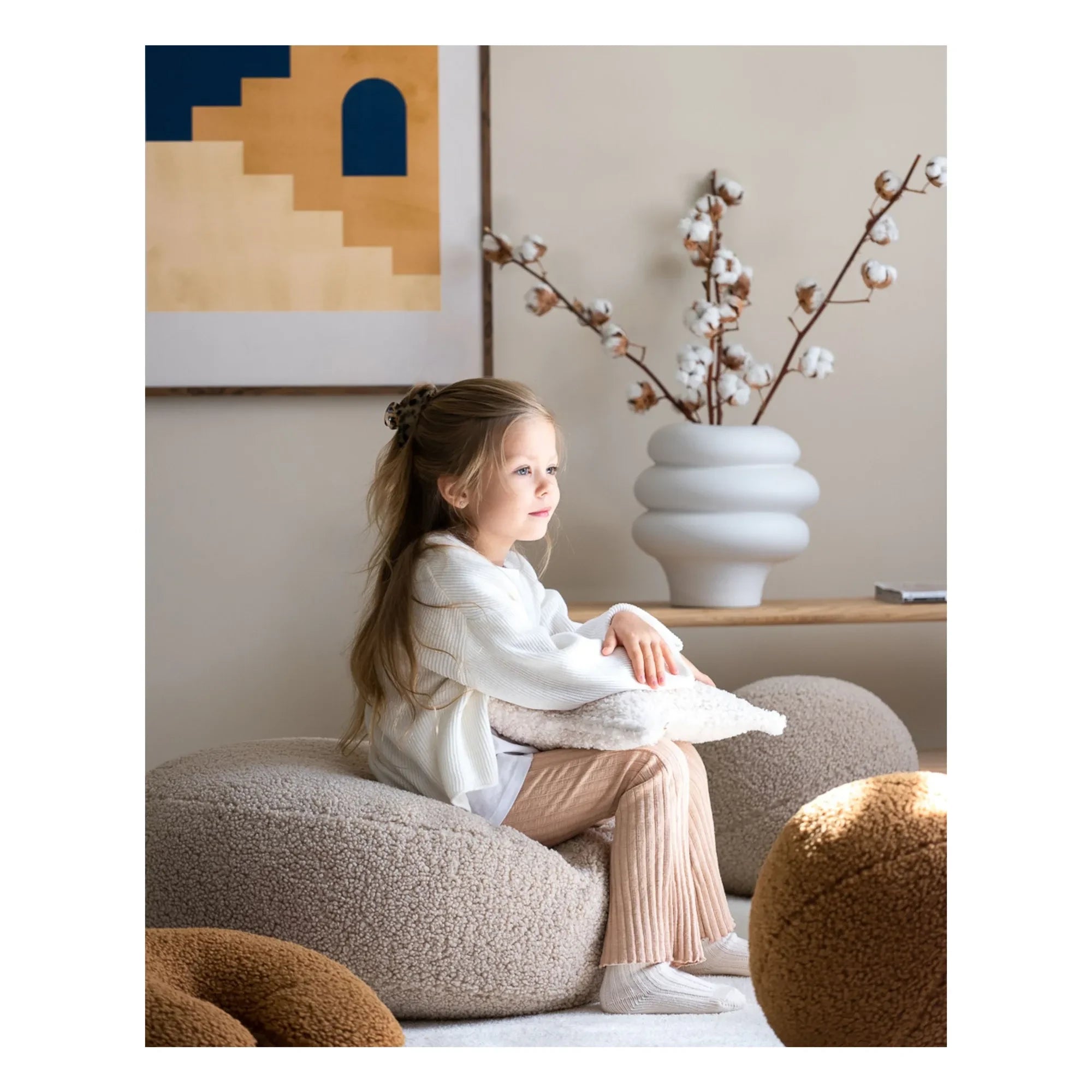 Wigiwama - Teddy-Pouf | Beige