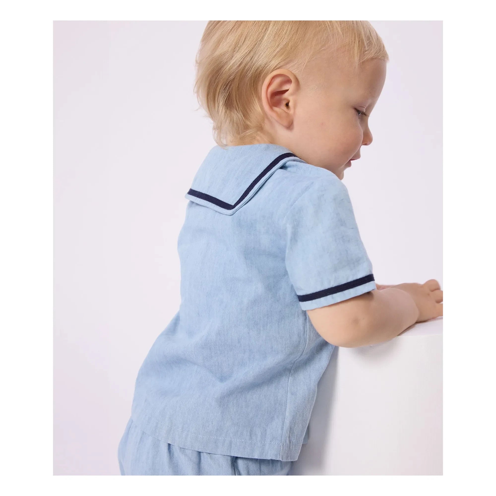 Petit Bateau - Chambray Oberteil und Kragenset | Hellblau