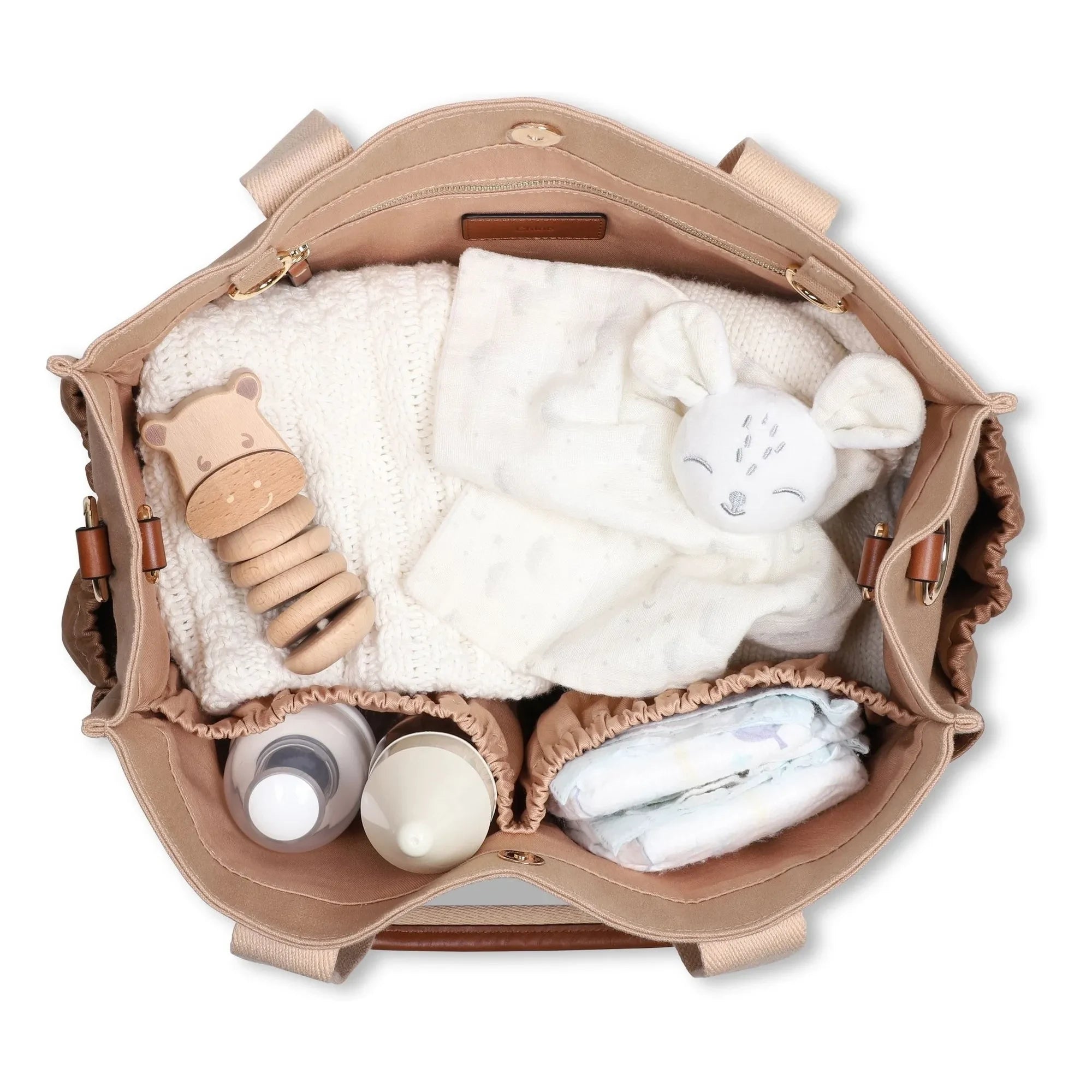 Chloé – Wickeltasche mit Logoprint | Beige-Rosa