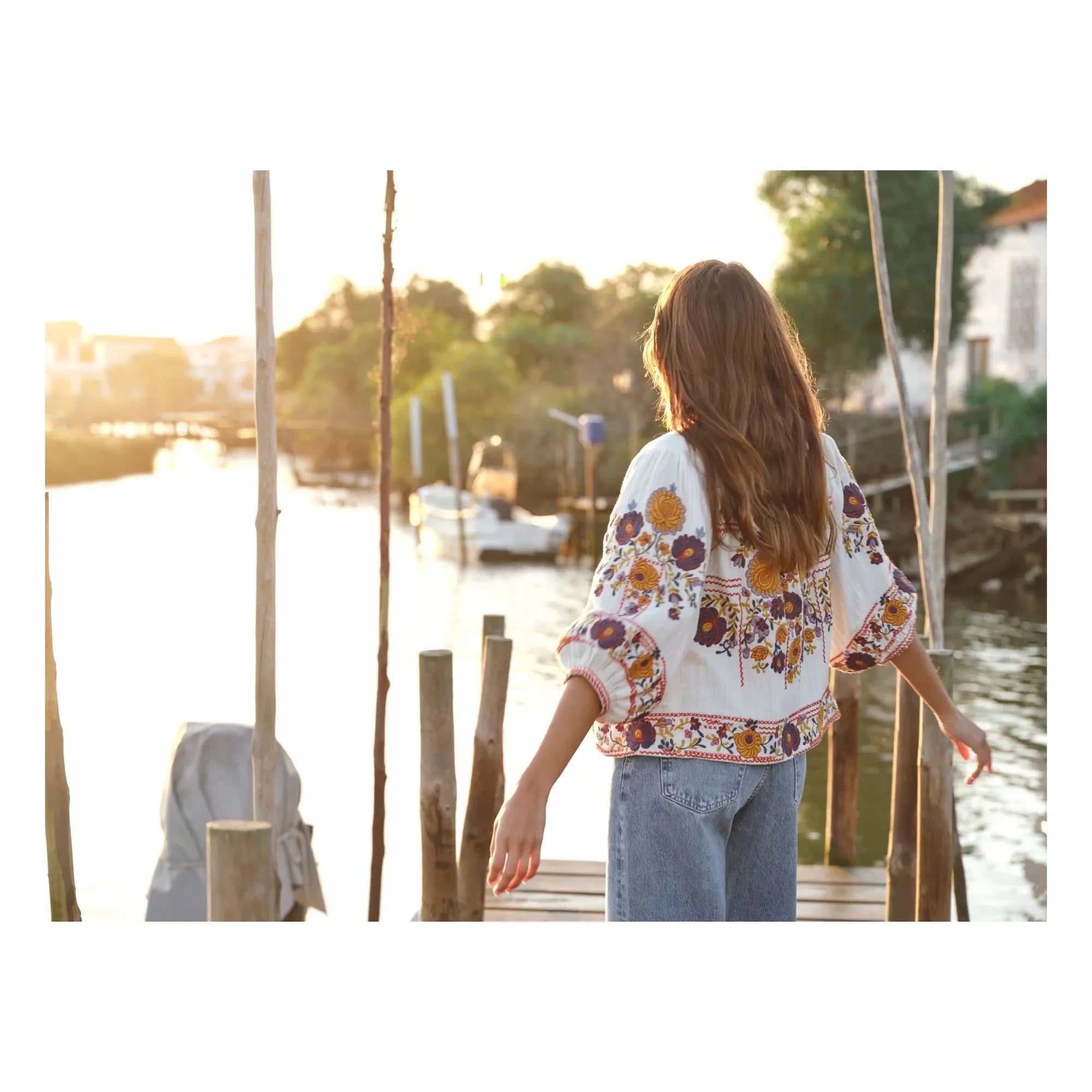 M.A.B.E. - Greta Jacke mit Baumwollstickerei | Orange