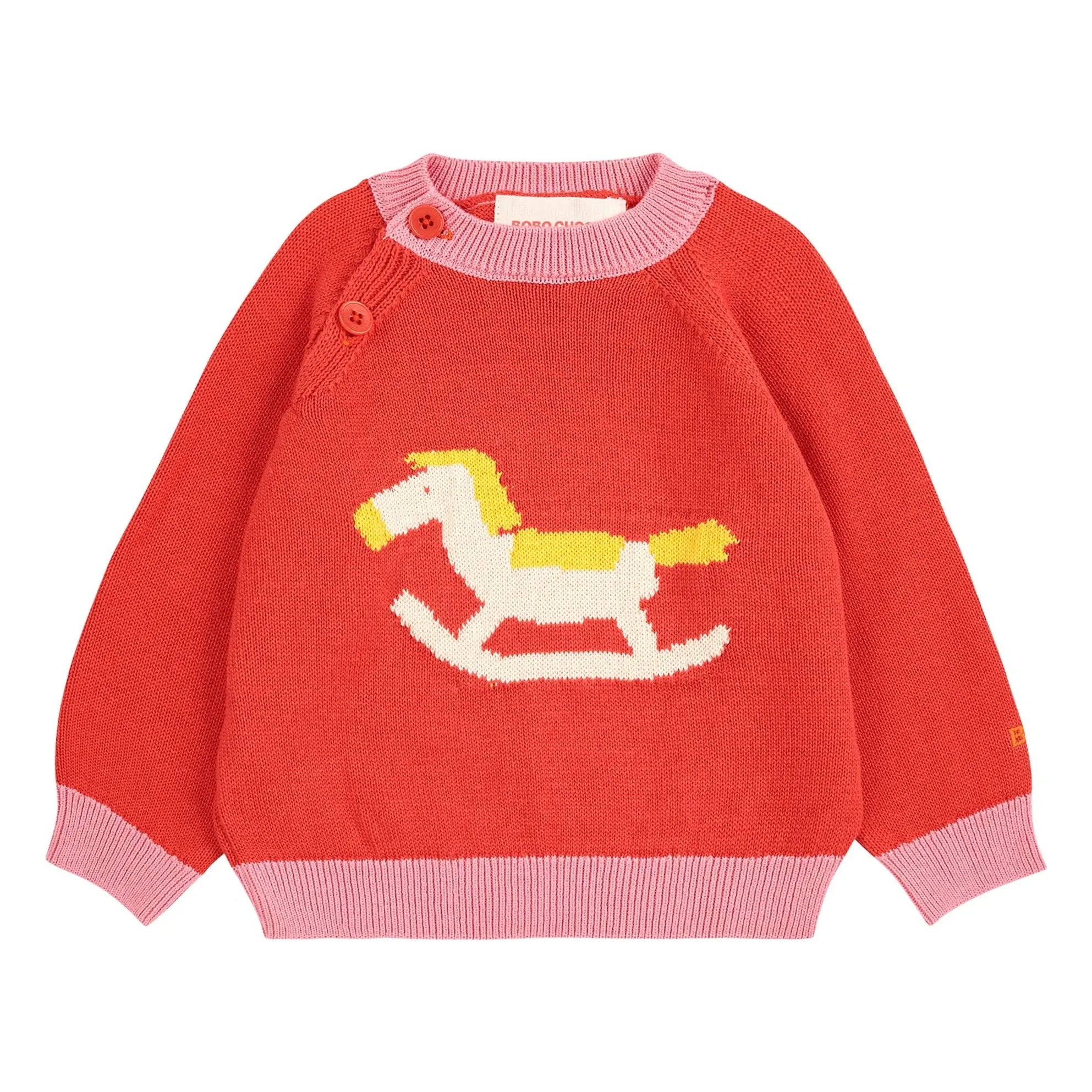 Bobo Choses - Schaukelpferd-Pullover aus Bio-Baumwolle | Rot