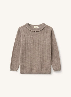 Copenhagen Colors - Merinos Yünü Pointelle Kazak | Taupe Kahverengi