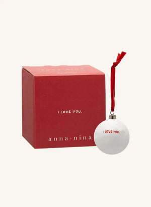 Anna + Nina - "Ich liebe dich" Weihnachtsbaum Ornament | Weiß