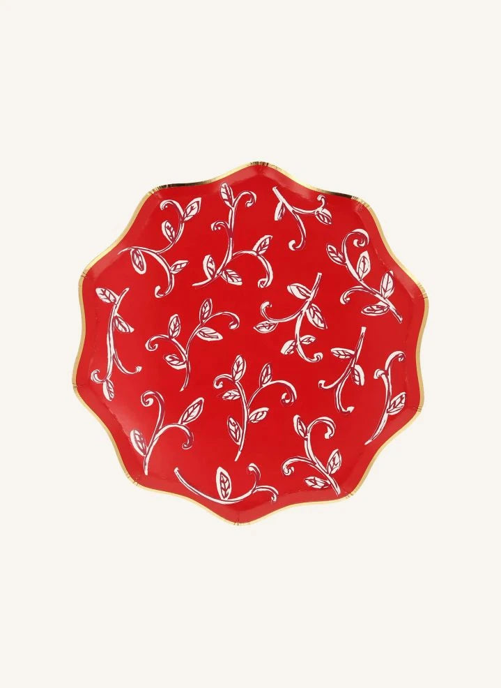 Meri Meri - Blockdruck Weihnachtsteller - 8er Set