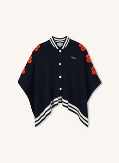 Kenzo - Cape mit Blumenknopf | Nachtblau