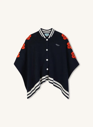 Kenzo - Cape mit Blumenknopf | Nachtblau