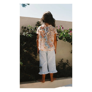 Lilinoa - Elise Geblümte Baumwollbluse | Pfirsich