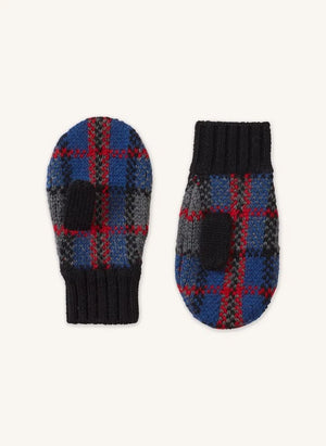 Caramel - Apo Karierte Merinowollhandschuhe | Grau Blau