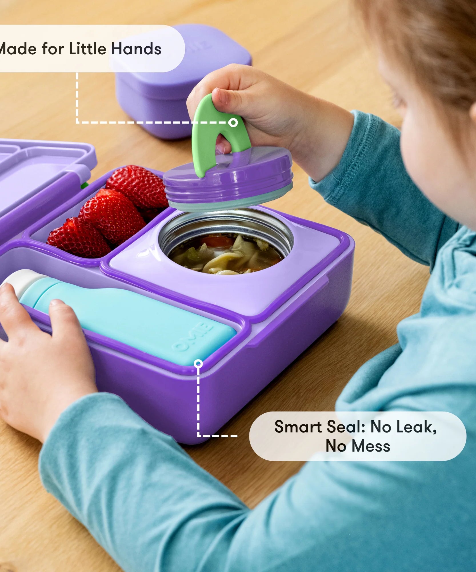 Omiebox - Isı Yalıtımlı Lila Moru Bento Yemek Kutusu