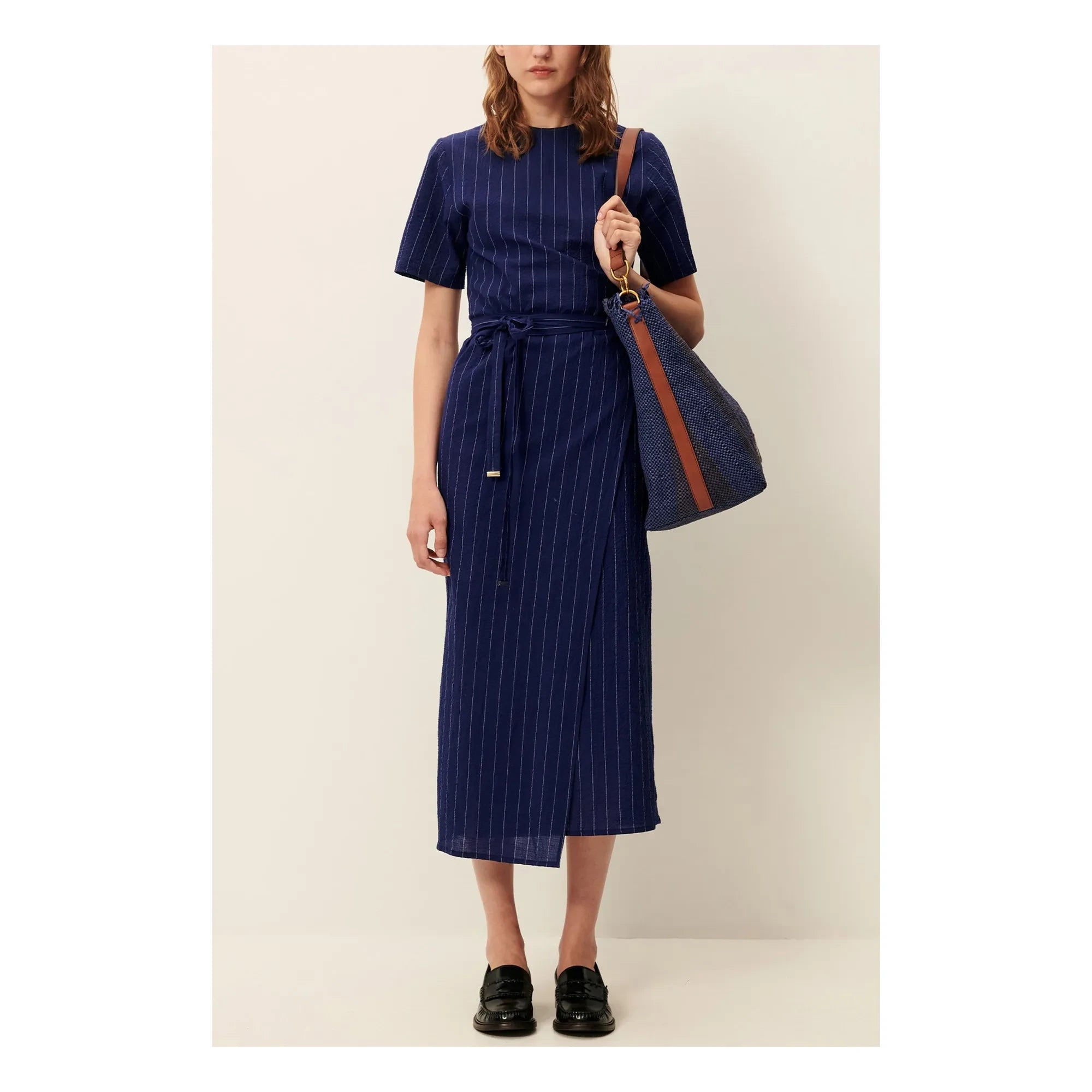 Sessùn - Lazula Baumwoll-Kleid mit Streifen | Dunkelblau