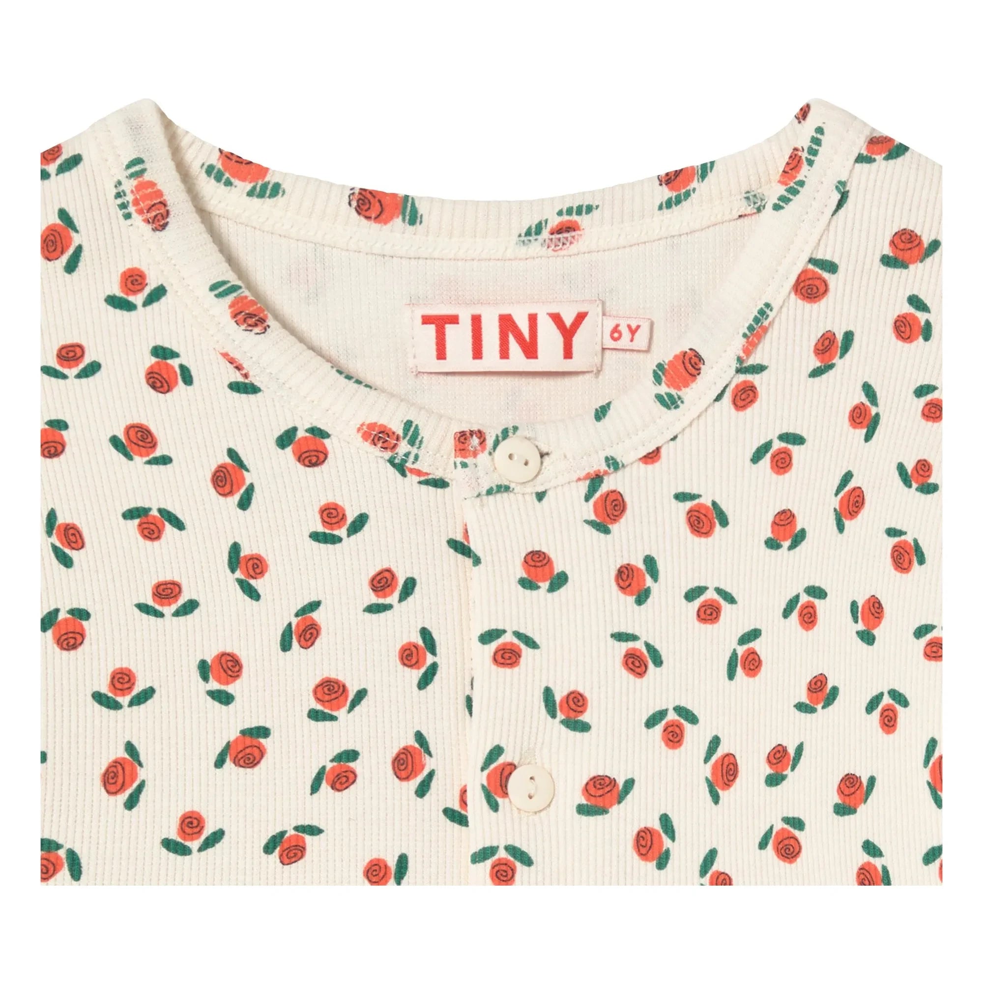 Tinycottons - Geripptes Tanktop Rosen Bio-Baumwolle | Weiß