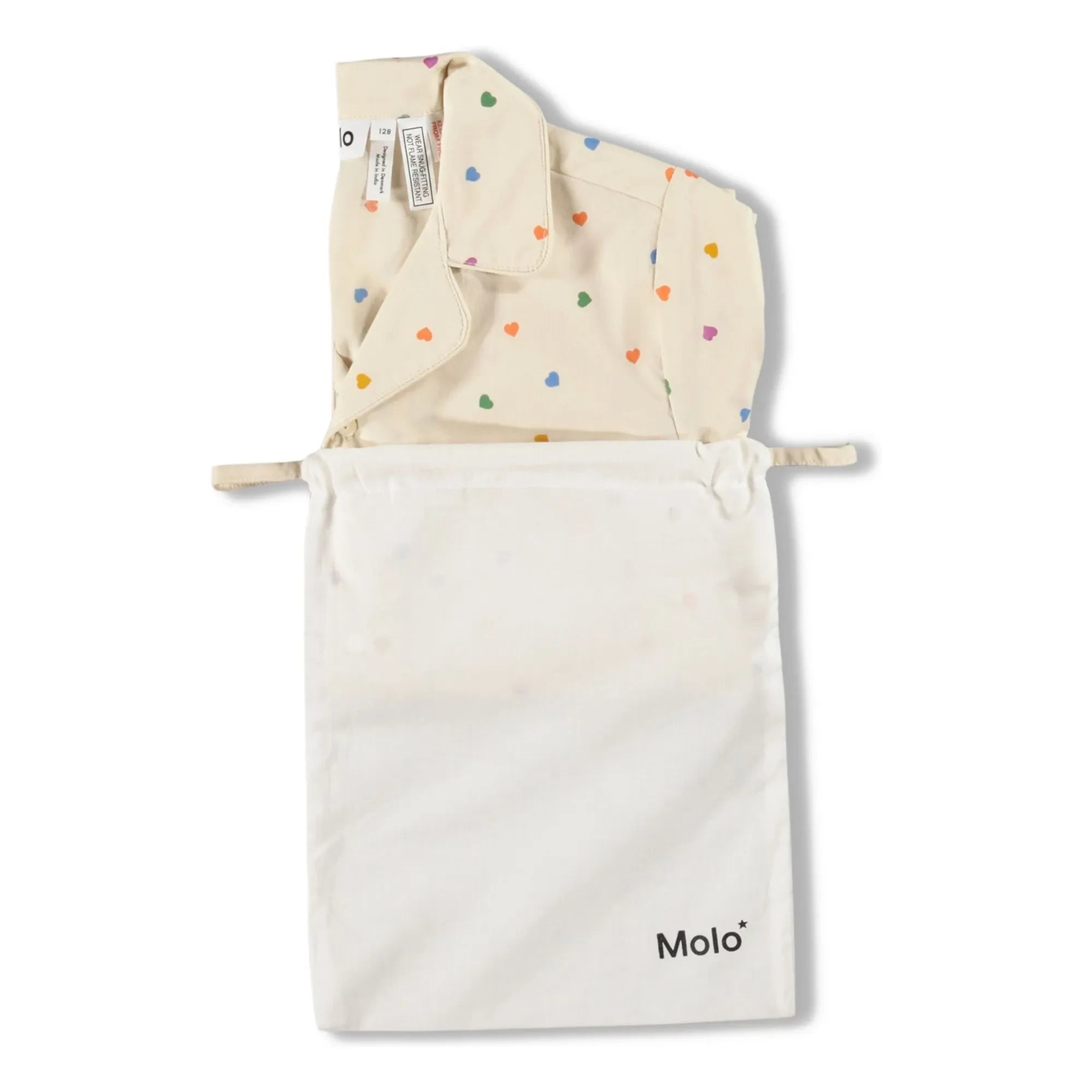 Molo - Lexi Hearts Bio-Baumwolle Kurzpyjama | Ecru