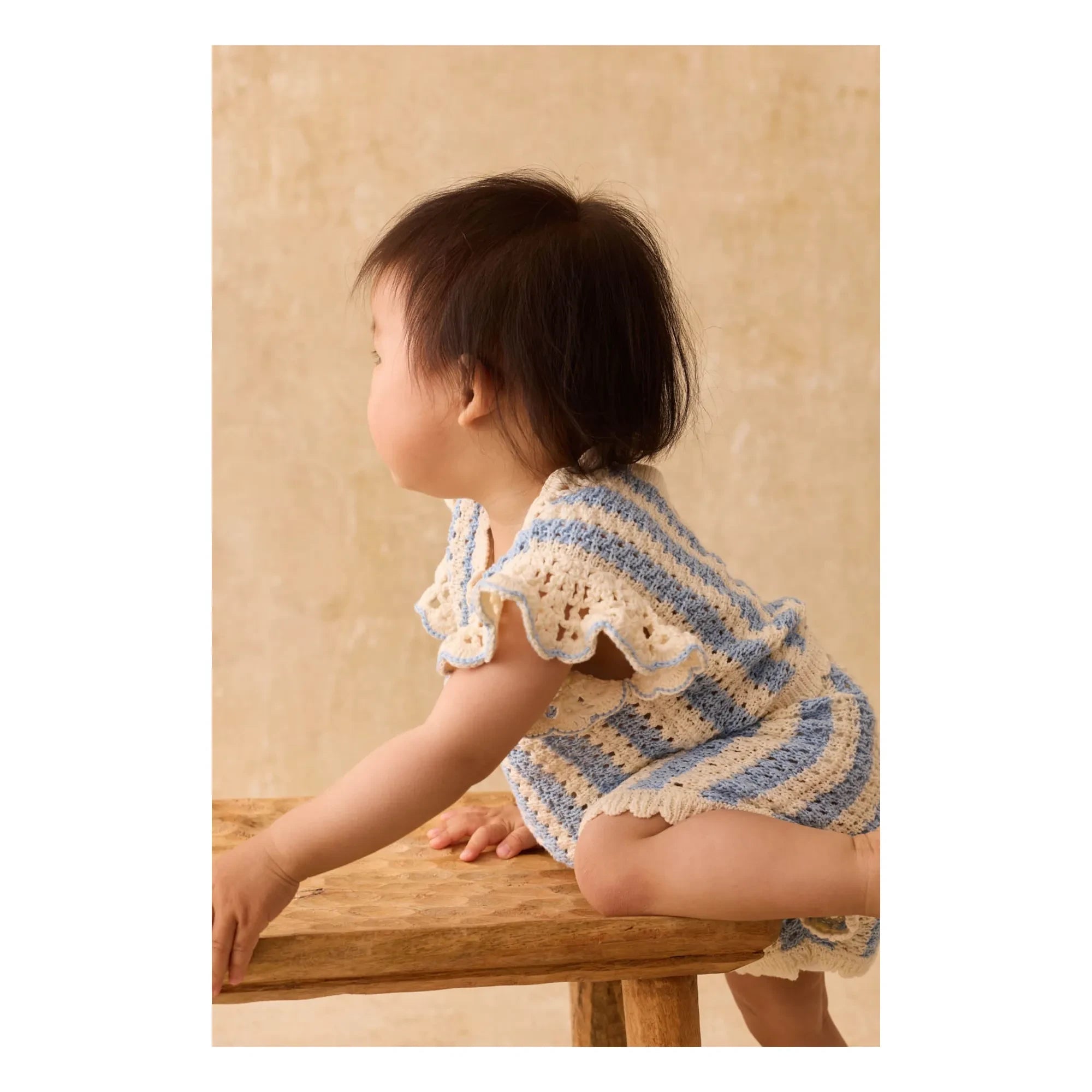 Louise Misha - Lyse Gestreiftes T-Shirt aus Netzstoff | Blau