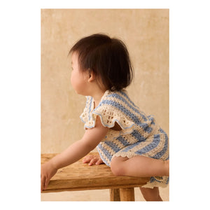Louise Misha - Lyse Gestreiftes T-Shirt aus Netzstoff | Blau