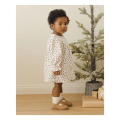 Quincy Mae - Bio-Baumwoll-Musselin-Kleid mit Blumenmuster | Elfenbein