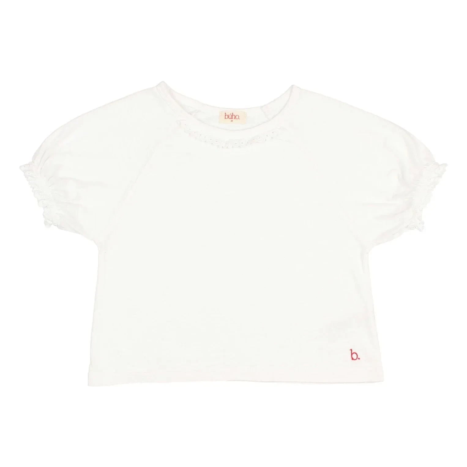 Búho - Bio-Baumwoll-T-Shirt mit Spitze | Weiß