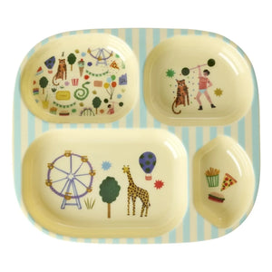 Rice - Fun Fair Melamin-Teller mit Fächern | Blau
