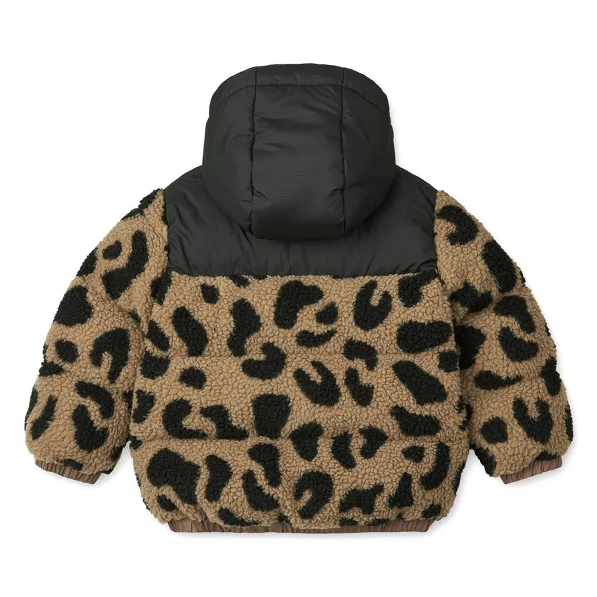 Liewood - Niko Sherpa-Jacke im Leopardenmuster aus recycelten Fasern | Braun