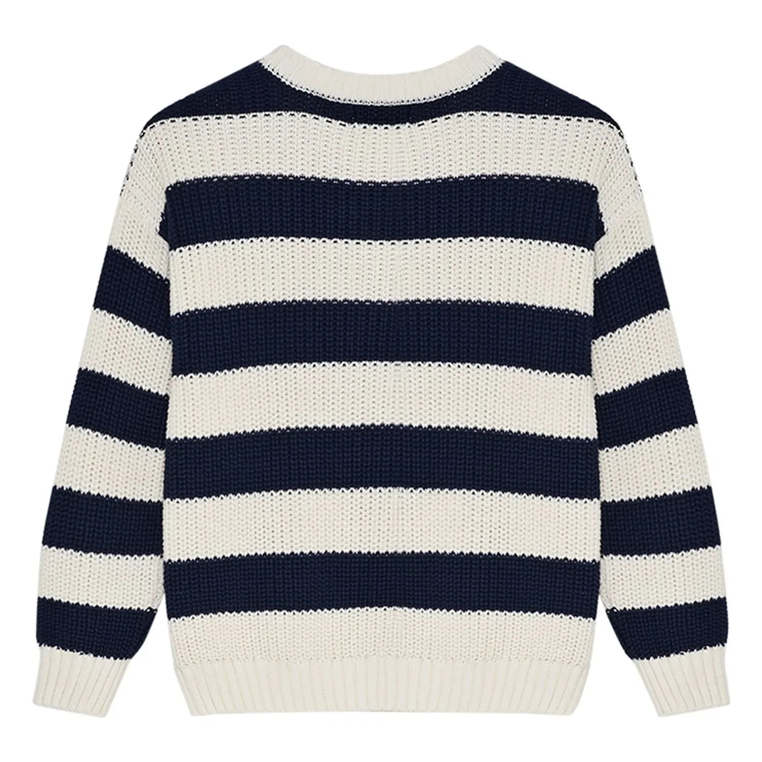 the new society - Musa Gestreifter Baumwollpullover | Nachtblau