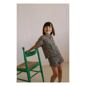 Studio Bohème - Georgette Gingham Bio-Baumwoll-Musselin-Shorts | Schwarz
