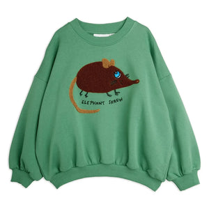 Mini Rodini - Fil Detaylı Nakışlı Organik Pamuklu Sweatshirt | Yeşil
