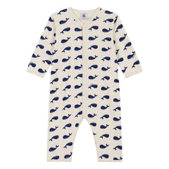 Petit Bateau - Wal-Schlafanzug ohne Fuß aus Bio-Baumwolle | Dunkelgrau-beige