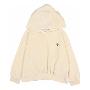 Búho - Kadife organik pamuklu kapüşonlu sweatshirt | Fildişi