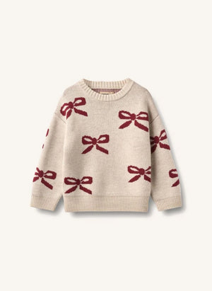 Wheat - Pullover mit Knoten‑Schleife aus Merinowolle | Creme