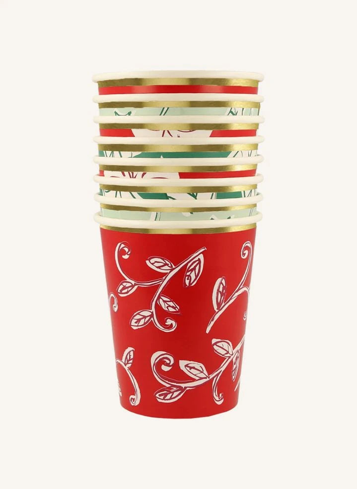 Meri Meri - Blockdruck Weihnachtsbecher - 8er Set