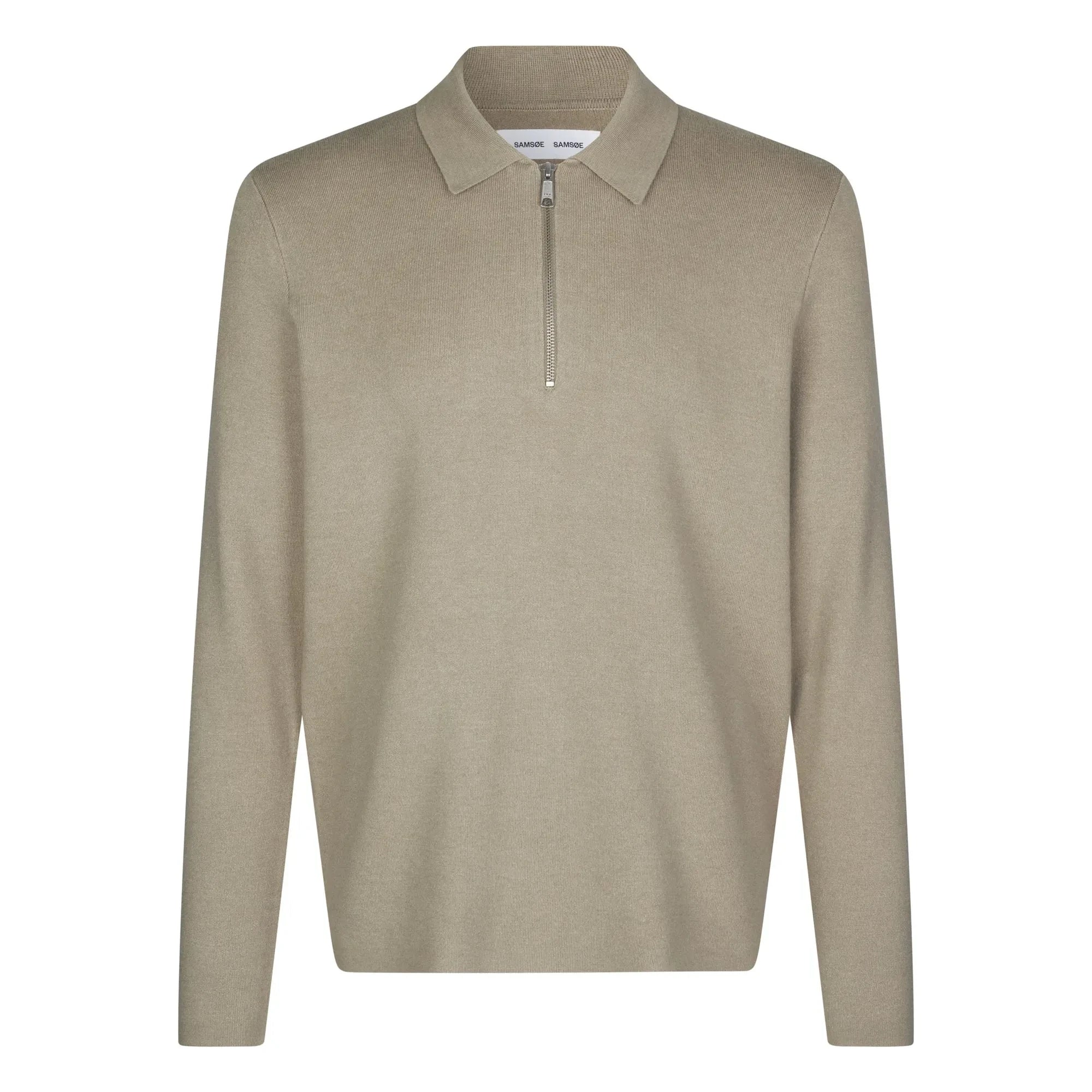 Samsoe Samsoe - Guna Langarm-Polohemd mit halbem Reißverschluss | Beige