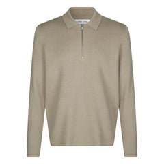 Samsoe Samsoe - Guna Langarm-Polohemd mit halbem Reißverschluss | Beige