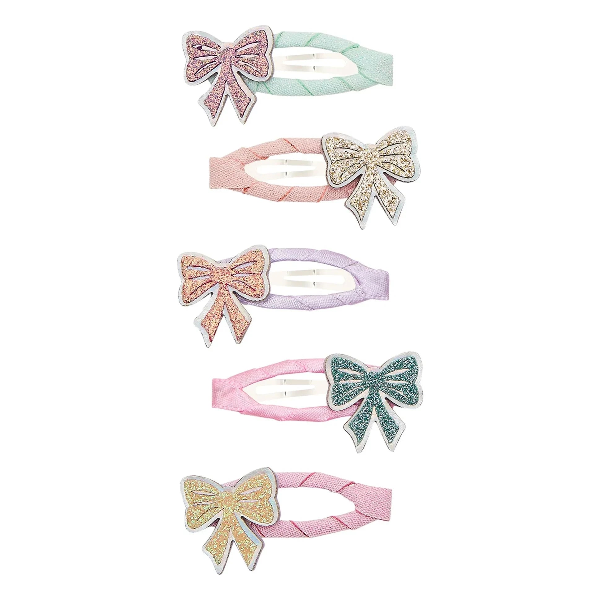 Mimi & Lula - 5er Set Mini Haarklammern mit Glitzer-Schleifen | Rosa
