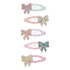 Mimi & Lula - 5er Set Mini Haarklammern mit Glitzer-Schleifen | Rosa