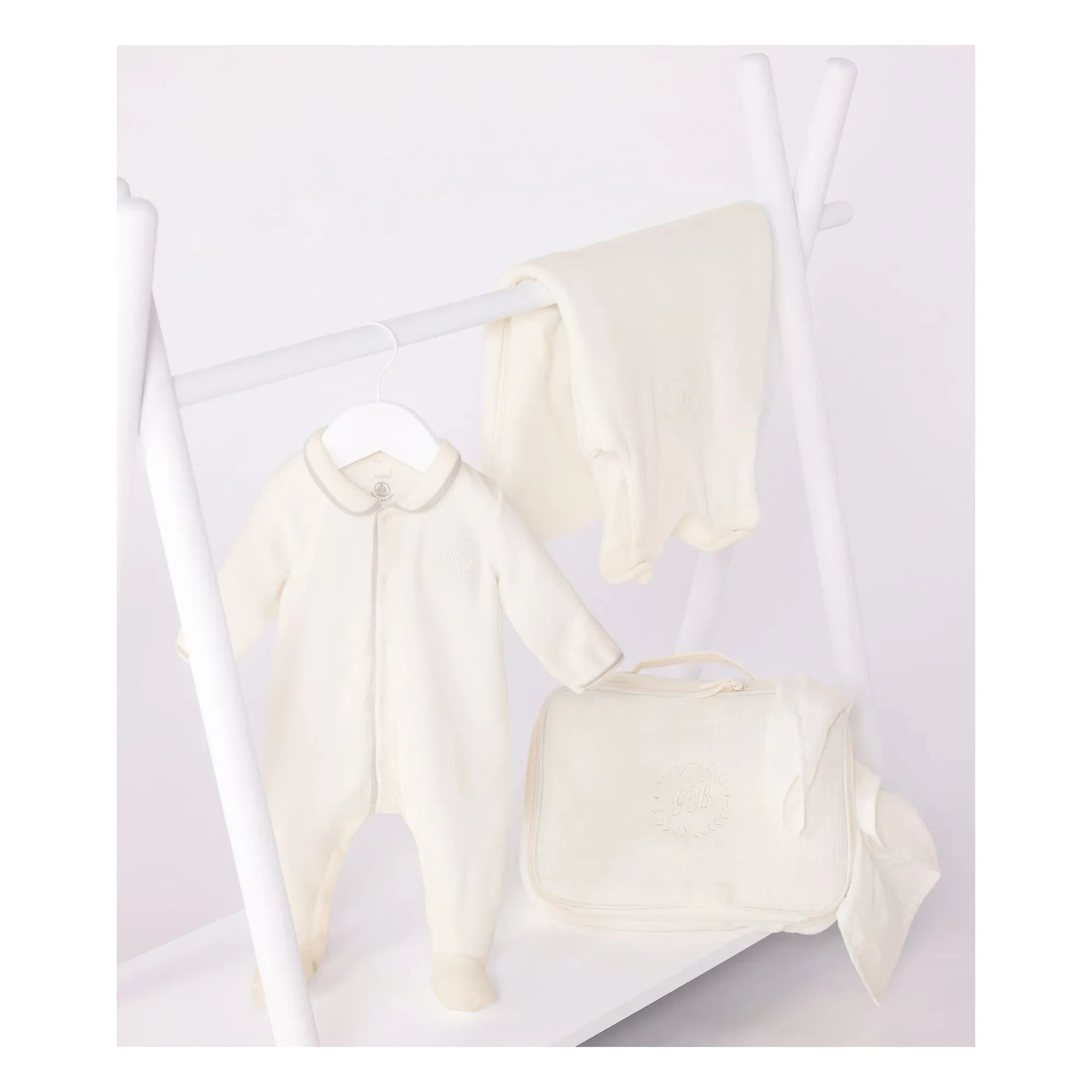 Petit Bateau - Schlafsack und Wickel-Utensilientasche Set | Ecru