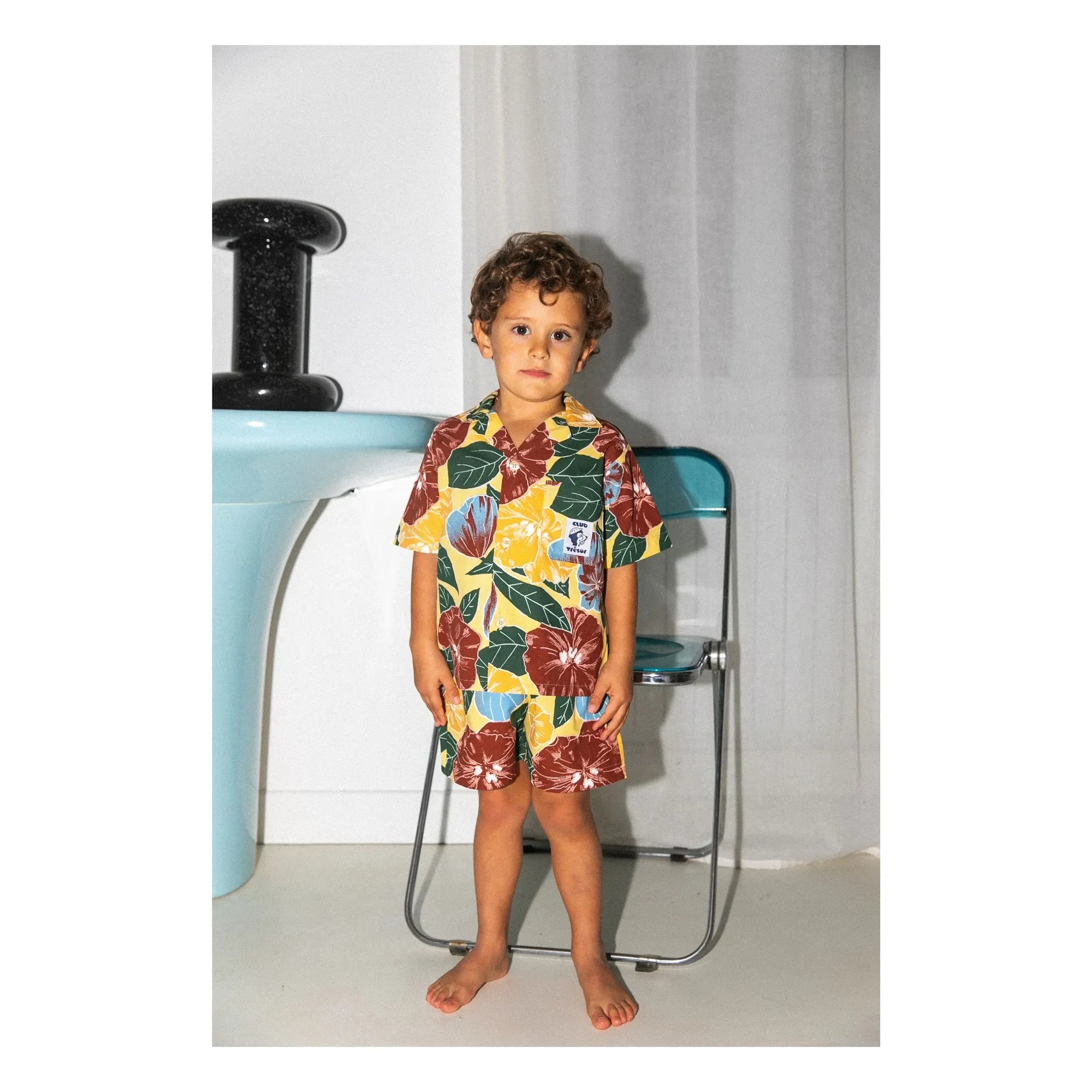 Club Trésor - Overall Popeline Hemd und Shorts Set | Gelb
