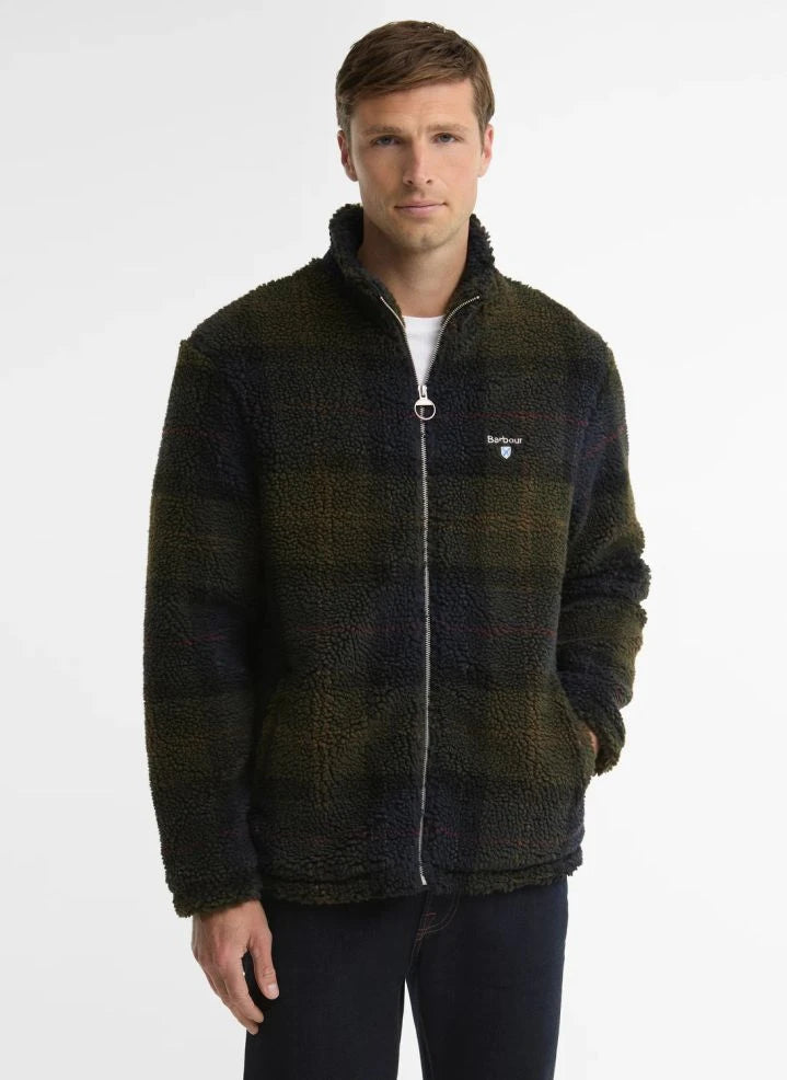 Barbour - Karierter Reißverschluss-Fleecejacke | Oliv