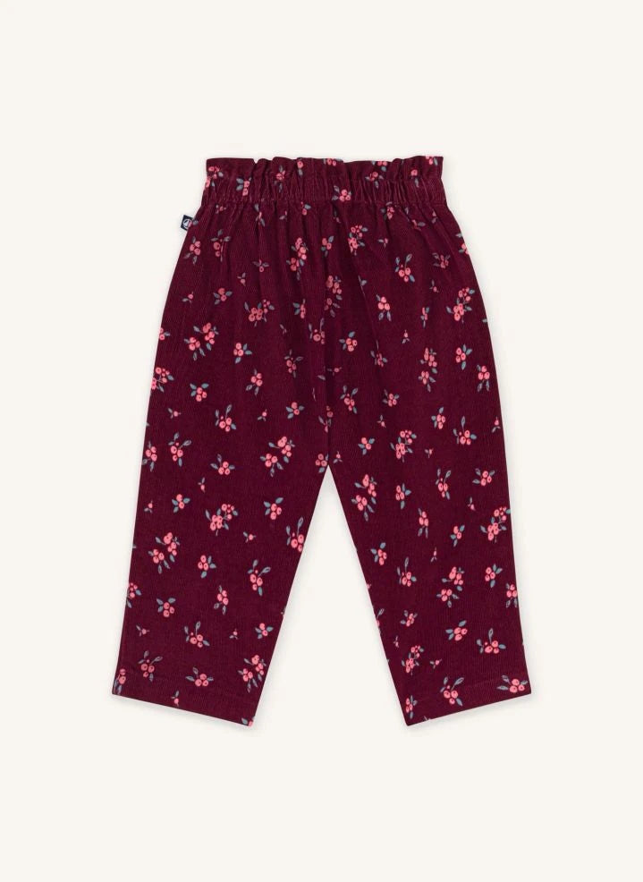 Petit Bateau - Organik Pamuklu Kadife Çiçek Desenli Pantolon | Bordo