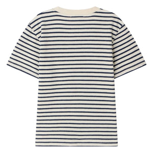 Bonpoint - Gestreiftes Lila T-Shirt | Ecru