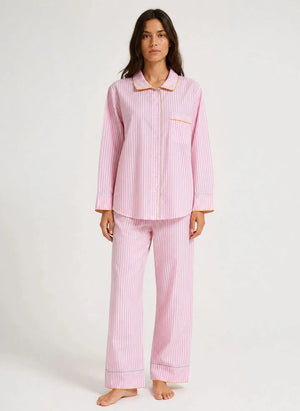 Folkloore - Gestreifte Pyjama - Damenkollektion | Blassrosa