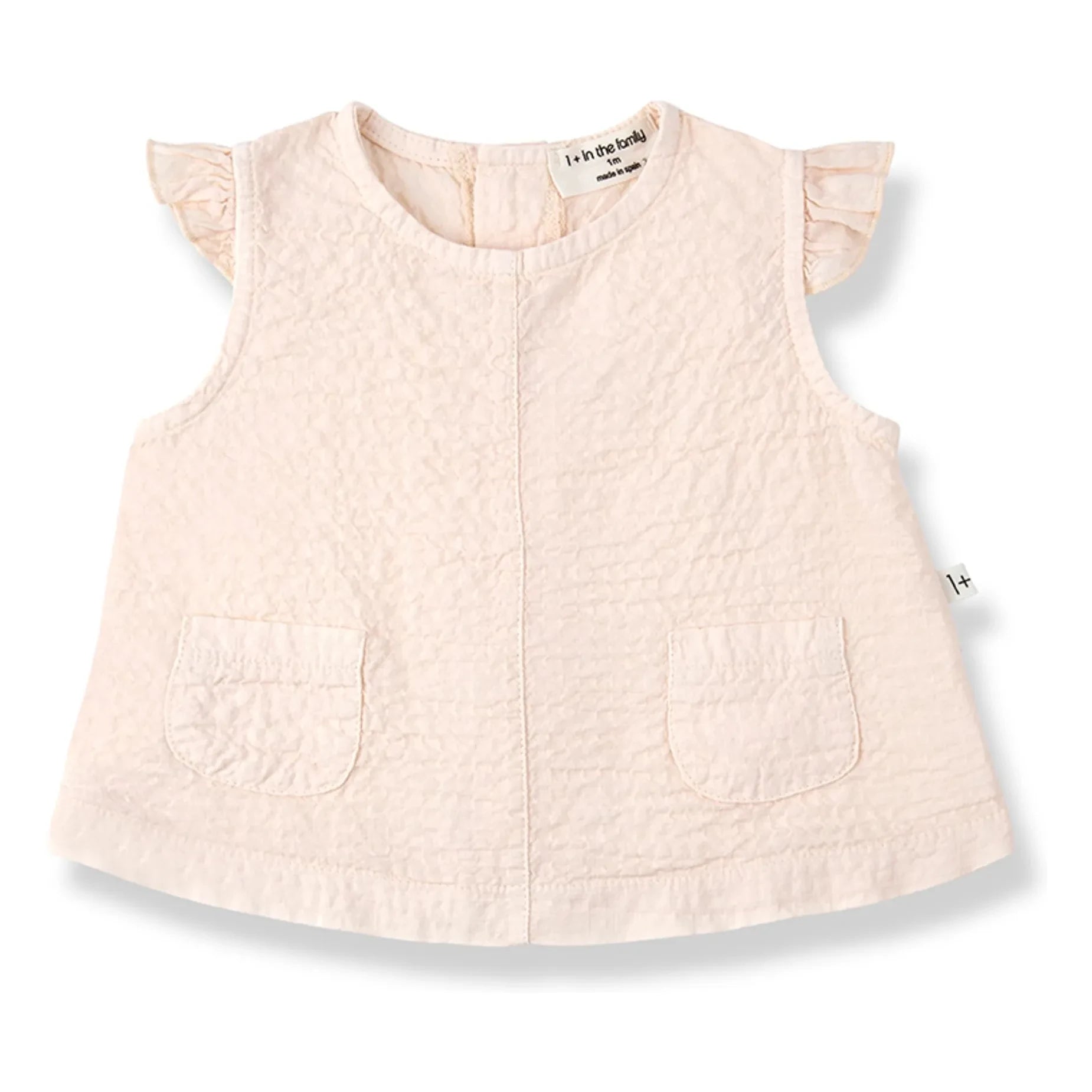 1+ in the family - Apolonia Seersucker Bluse und Bloomer-Set | Beige-rosa