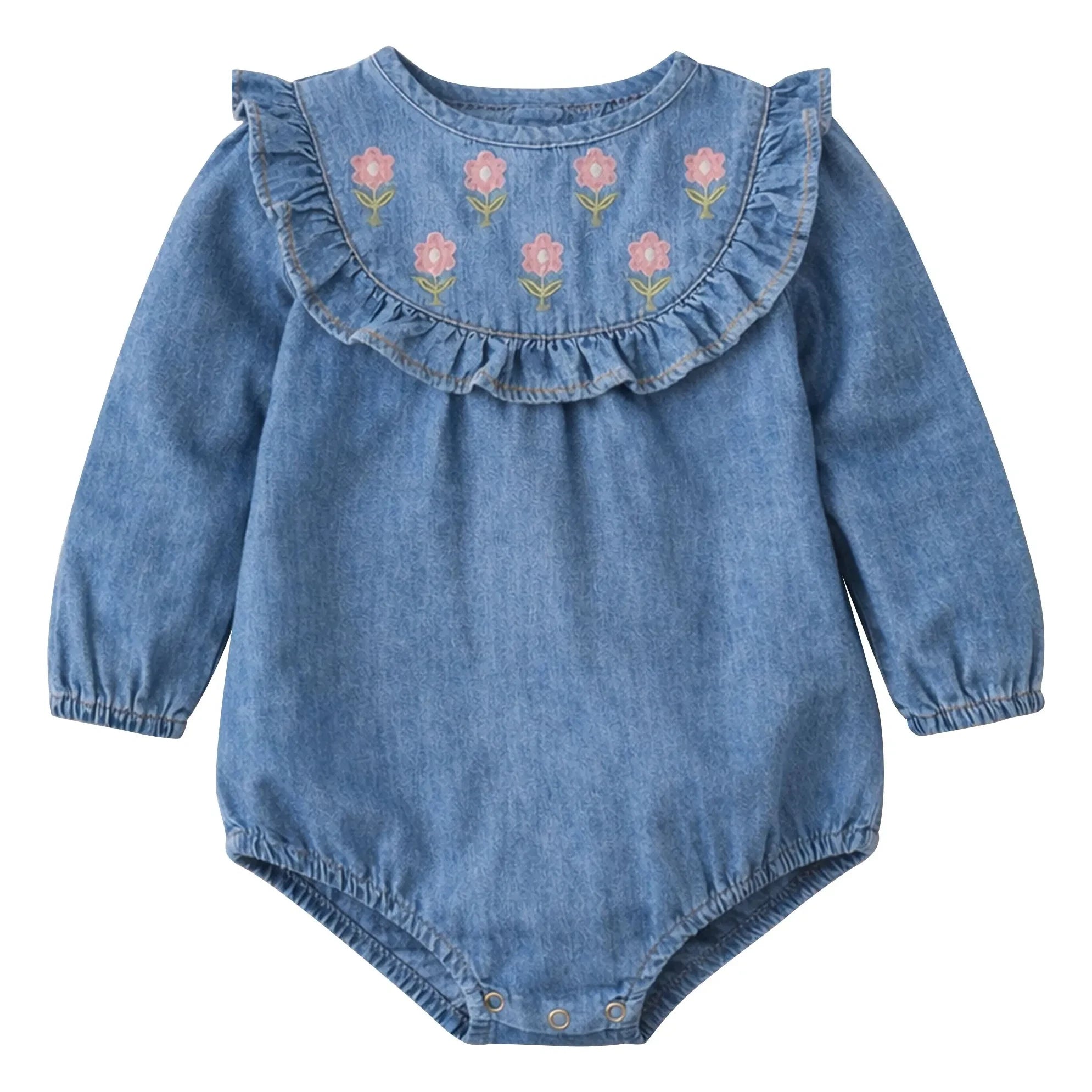 Lililotte - Berenice Tencel Bio-Baumwolle bestickter Overall | Denimblau