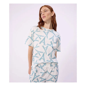 Petit Bateau - Pyjama-Shorts Eiffelturm | Weiß