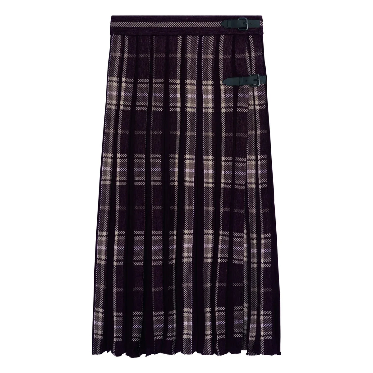 Bompard - Pileli Ekose Yün Kilt Etek | Garnet