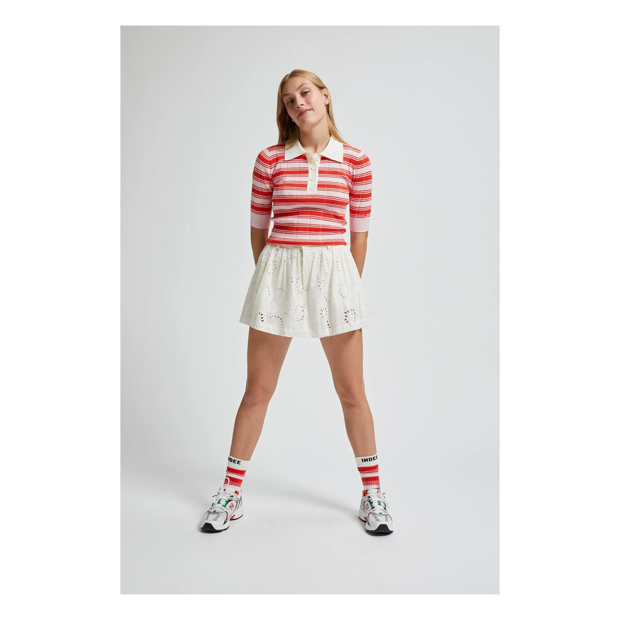 Indee - Broderie Anglaise Minirock Vendee | Weiß