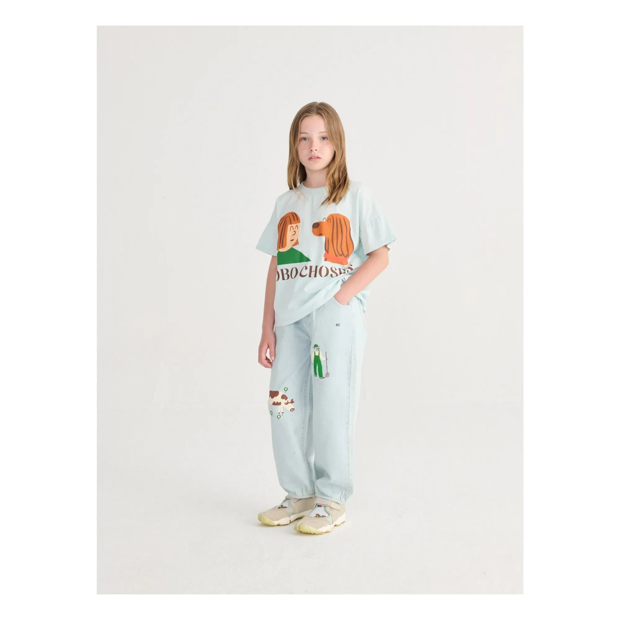 Bobo Choses - Friends T-Shirt Bio-Baumwolle | Hellblau