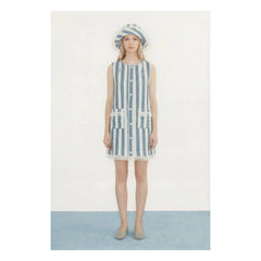 The Tiny Big Sister - Baumwollgestreiftes Kleid | Denimblau