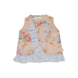 Lilinoa - Geblümtes Rüschen-Top aus Baumwollvoile | Peach